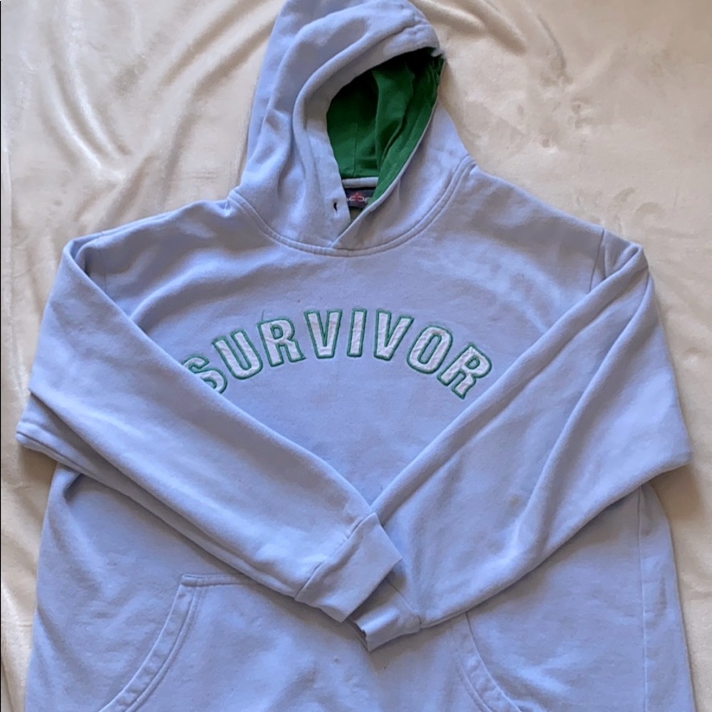Blue and green “survivor” hoodie